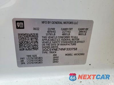 Zdjęcie 12 z 12 samochodu: 2022 CHEVROLET SILVERADO K2500 HEAVY DUTY LT VIN:1GC5YNE74NF333758 - miniatura