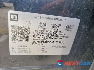 Zdjęcie 13 z 13 samochodu: 2021 CHEVROLET TRAVERSE LT VIN:1GNEVGKW5MJ255820 - miniatura