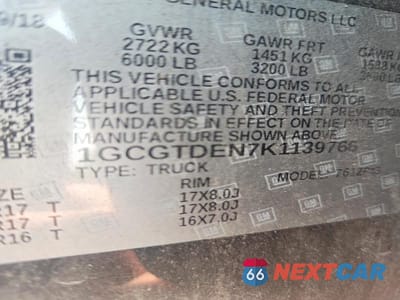 Zdjęcie 12 z 12 samochodu: 2019 CHEVROLET COLORADO Z71 VIN:1GCGTDEN7K1139766 - miniatura
