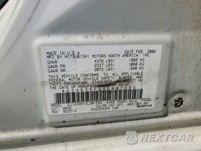Zdjęcie 13 z 13 samochodu: 2009 MITSUBISHI GALANT ES VIN:4A3AB36F99E007683 - miniatura