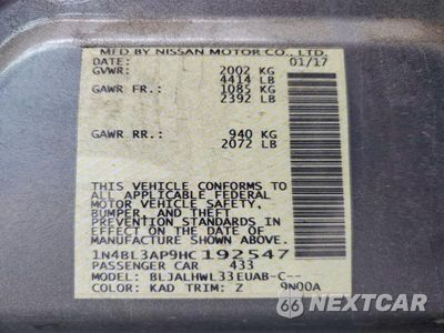 Zdjęcie 13 z 13 samochodu: 2017 NISSAN ALTIMA 3.5 SR VIN:1N4BL3AP9HC192547 - miniatura