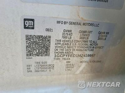 Zdjęcie 12 z 12 samochodu: 2021 CHEVROLET SILVERADO K1500 LT TRAIL BOSS VIN:1GCPYFED1MZ419997 - miniatura