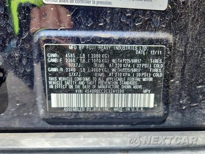 Zdjęcie 13 z 13 samochodu: 2012 SUBARU OUTBACK 2.5I PREMIUM VIN:4S4BRBCC2C3241590 - miniatura