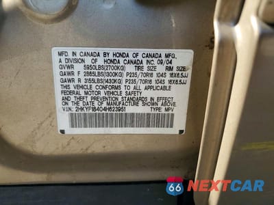 Zdjęcie 13 z 13 samochodu: 2004 HONDA PILOT EX VIN:2HKYF18404H623951 - miniatura