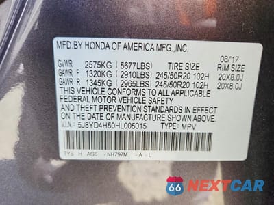 Zdjęcie 13 z 13 samochodu: 2017 ACURA MDX TECHNOLOGY VIN:5J8YD4H50HL005015 - miniatura