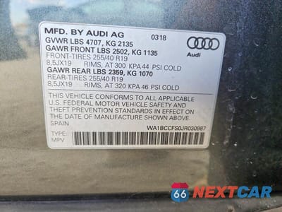 Zdjęcie 12 z 12 samochodu: 2018 AUDI Q3 PREMIUM VIN:WA1BCCFS0JR030987 - miniatura