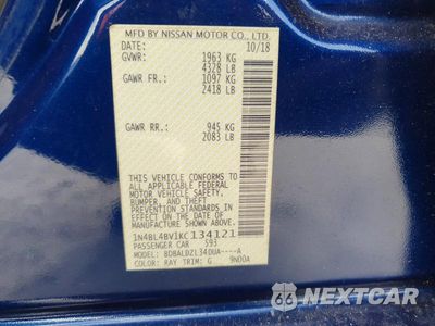 Zdjęcie 12 z 12 samochodu: 2019 NISSAN ALTIMA S VIN:1N4BL4BV1KC134121 - miniatura
