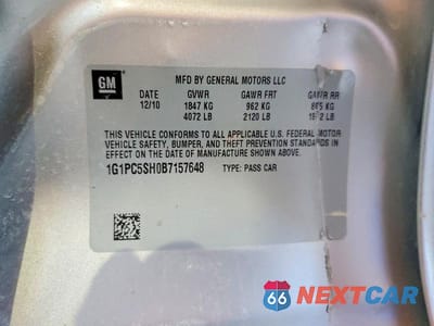 Zdjęcie 12 z 12 samochodu: 2011 CHEVROLET CRUZE LS VIN:1G1PC5SH0B7157648 - miniatura
