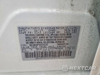 Zdjęcie 12 z 12 samochodu: 2019 NISSAN SENTRA S VIN:3N1AB7AP1KY372770 - miniatura