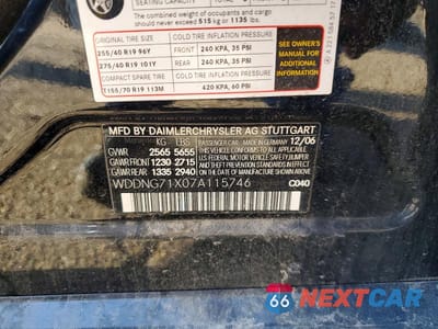 Zdjęcie 13 z 13 samochodu: 2007 MERCEDES-BENZ S 550 VIN:WDDNG71X07A115746 - miniatura