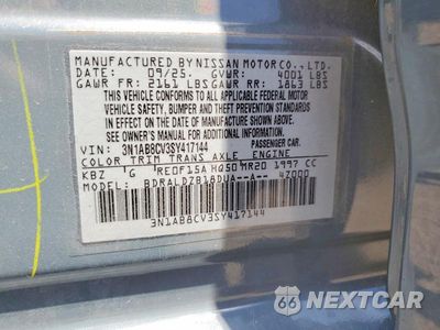 Zdjęcie 12 z 12 samochodu: 2025 NISSAN SENTRA SV VIN:3N1AB8CV3SY417144 - miniatura