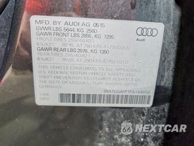 Zdjęcie 14 z 14 samochodu: 2015 AUDI SQ5 PREMIUM PLUS VIN:WA1CGAFP1FA144656 - miniatura