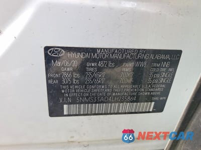 Zdjęcie 14 z 14 samochodu: 2020 HYUNDAI SANTA FE SEL VIN:5NMS33AD4LH235864 - miniatura