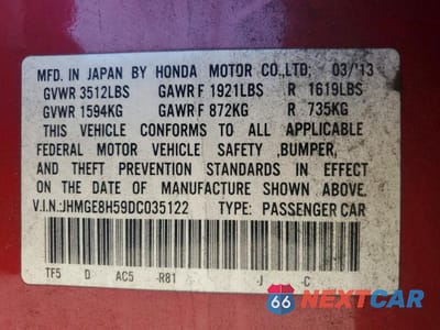 Zdjęcie 12 z 12 samochodu: 2013 HONDA FIT SPORT VIN:JHMGE8H59DC035122 - miniatura