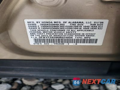 Zdjęcie 13 z 13 samochodu: 2006 HONDA PILOT EX VIN:5FNYF28596B024806 - miniatura