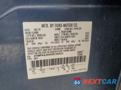 Zdjęcie 13 z 13 samochodu: 2019 FORD EDGE SEL VIN:2FMPK4J95KBC60923 - miniatura