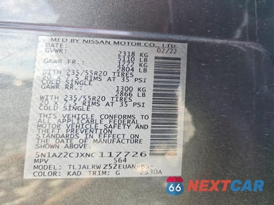 Zdjęcie 14 z 14 samochodu: 2022 NISSAN MURANO SL VIN:5N1AZ2CJXNC117726 - miniatura