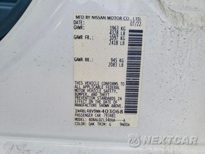 Zdjęcie 12 z 12 samochodu: 2022 NISSAN ALTIMA S VIN:1N4BL4BV9NN403068 - miniatura