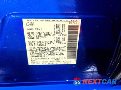 Zdjęcie 12 z 12 samochodu: 2012 NISSAN XTERRA X VIN:5N1AN0NW3CC524213 - miniatura