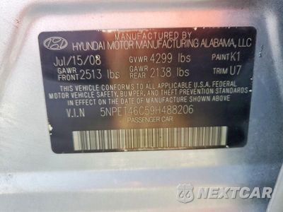 Zdjęcie 13 z 13 samochodu: 2009 HYUNDAI SONATA GLS VIN:5NPET46C59H488206 - miniatura