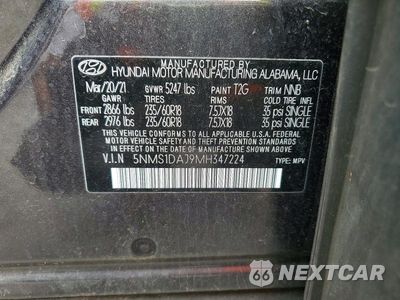 Zdjęcie 13 z 13 samochodu: 2021 HYUNDAI SANTA FE SE VIN:5NMS1DAJ9MH347224 - miniatura