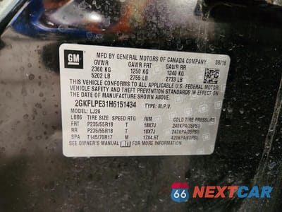 Zdjęcie 12 z 12 samochodu: 2017 GMC TERRAIN SLT VIN:2GKFLPE31H6151434 - miniatura