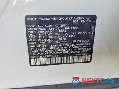 Zdjęcie 12 z 12 samochodu: 2024 VOLKSWAGEN ATLAS SE VIN:1V2HR2CA3RC554667 - miniatura