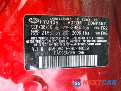 Zdjęcie 12 z 12 samochodu: 2017 HYUNDAI ELANTRA LIMITED VIN:KMHD84LF6HU284039 - miniatura