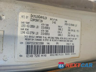 Zdjęcie 13 z 13 samochodu: 2003 DODGE CARAVAN SE VIN:1D8GP25323B233980 - miniatura