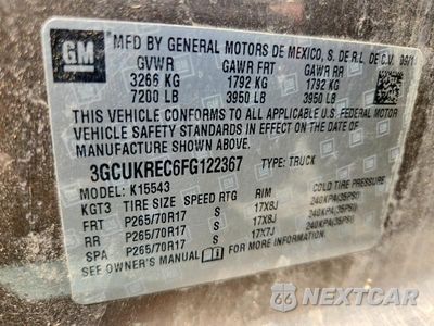 Zdjęcie 12 z 12 samochodu: 2015 CHEVROLET SILVERADO K1500 LT VIN:3GCUKREC6FG122367 - miniatura