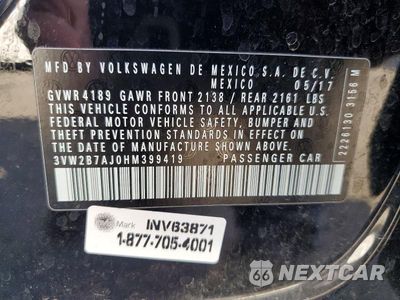 Zdjęcie 12 z 12 samochodu: 2017 VOLKSWAGEN JETTA S VIN:3VW2B7AJ0HM399419 - miniatura