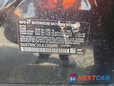 Zdjęcie 13 z 13 samochodu: 2018 BMW X3 XDRIVE30I VIN:5UXTR9C50JLC82558 - miniatura