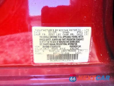 Zdjęcie 12 z 12 samochodu: 2009 NISSAN SENTRA 2.0 VIN:3N1AB61E39L633476 - miniatura