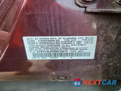 Zdjęcie 13 z 13 samochodu: 2009 HONDA PILOT EX VIN:5FNYF48459B010912 - miniatura