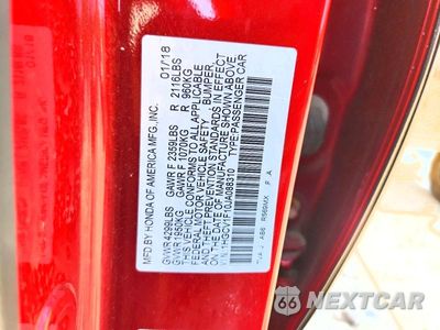Zdjęcie 13 z 13 samochodu: 2018 HONDA ACCORD LX VIN:1HGCV1F10JA088310 - miniatura
