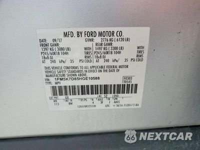 Zdjęcie 13 z 13 samochodu: 2017 FORD EXPLOR XLT VIN:1FM5K7D85HGE10588 - miniatura