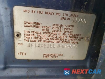 Zdjęcie 13 z 13 samochodu: 2007 SUBARU IMPREZA 2.5I VIN:JF1GD61667H514543 - miniatura