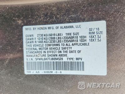 Zdjęcie 14 z 14 samochodu: 2018 HONDA ODYSSEY EXL VIN:5FNRL6H77JB094528 - miniatura