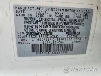Zdjęcie 13 z 13 samochodu: 2018 NISSAN VERSA VIN:3N1CN7APXJL827238 - miniatura