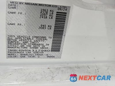 Zdjęcie 13 z 13 samochodu: 2025 NISSAN ALTIMA SV VIN:1N4BL4DV9SN317980 - miniatura