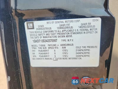 Zdjęcie 12 z 12 samochodu: 2004 GMC ENVOY VIN:1GKDT13S342370997 - miniatura