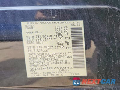 Zdjęcie 12 z 12 samochodu: 2015 NISSAN MURANO SL VIN:5N1AZ2MH1FN258041 - miniatura