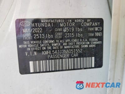 Zdjęcie 12 z 12 samochodu: 2022 HYUNDAI SONATA HYBRID LIMITED VIN:KMHL54JJ3NA051552 - miniatura