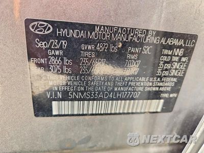 Zdjęcie 13 z 13 samochodu: 2020 HYUNDAI SANTA FE SEL VIN:5NMS33AD4LH177707 - miniatura