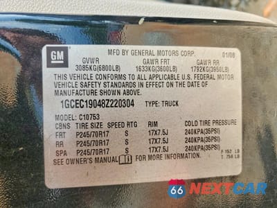 Zdjęcie 12 z 12 samochodu: 2008 CHEVROLET SILVERADO C1500 VIN:1GCEC19048Z220304 - miniatura