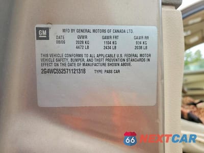 Zdjęcie 12 z 12 samochodu: 2007 BUICK LACROSSE CX VIN:2G4WC552571121318 - miniatura