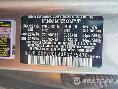 Zdjęcie 13 z 13 samochodu: 2015 HYUNDAI SANTA FE SPORT 2.0T VIN:5XYZUDLA3FG275470 - miniatura