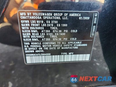 Zdjęcie 12 z 12 samochodu: 2020 VOLKSWAGEN ATLAS SE VIN:1V2UR2CA7LC504330 - miniatura