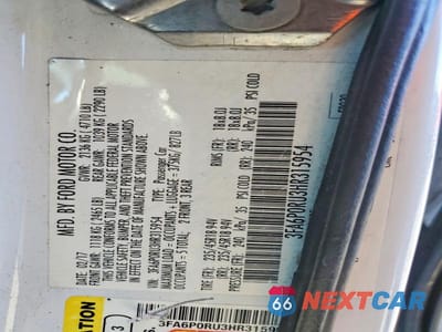 Zdjęcie 13 z 13 samochodu: 2017 FORD FUSION TITANIUM HEV VIN:3FA6P0RU3HR315954 - miniatura