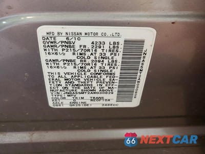 Zdjęcie 12 z 12 samochodu: 2010 NISSAN ROGUE SL VIN:JN8AS5MT2AW030829 - miniatura